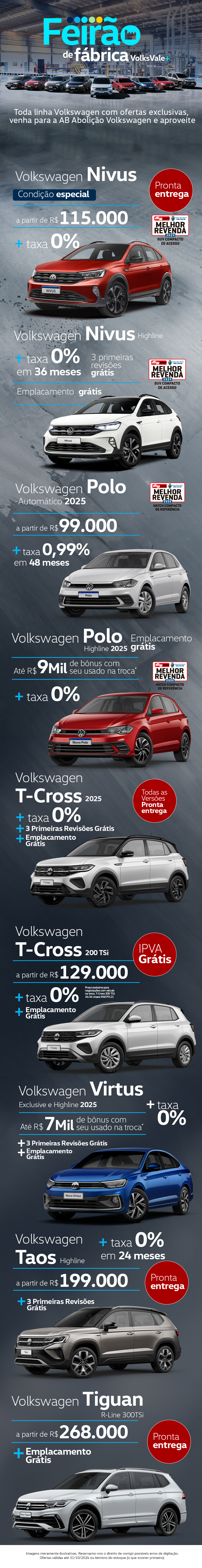 Oferta - 0KM - VW - Outubro